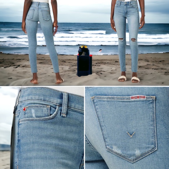 Hudson jeans Natalie 30 distressed look worn knees raw hem stretch - Picture 11 of 11